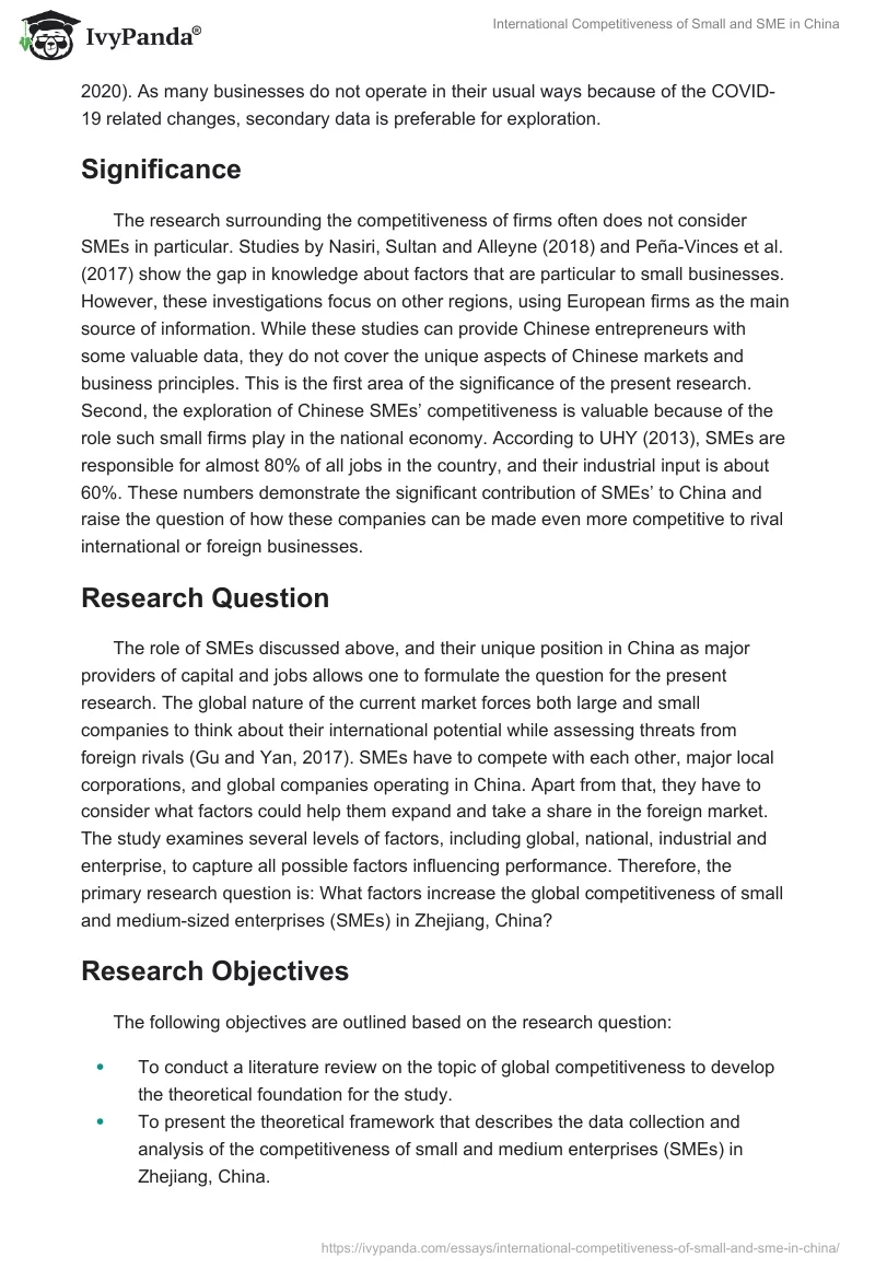 International Competitiveness of Small and SME in China. Page 2