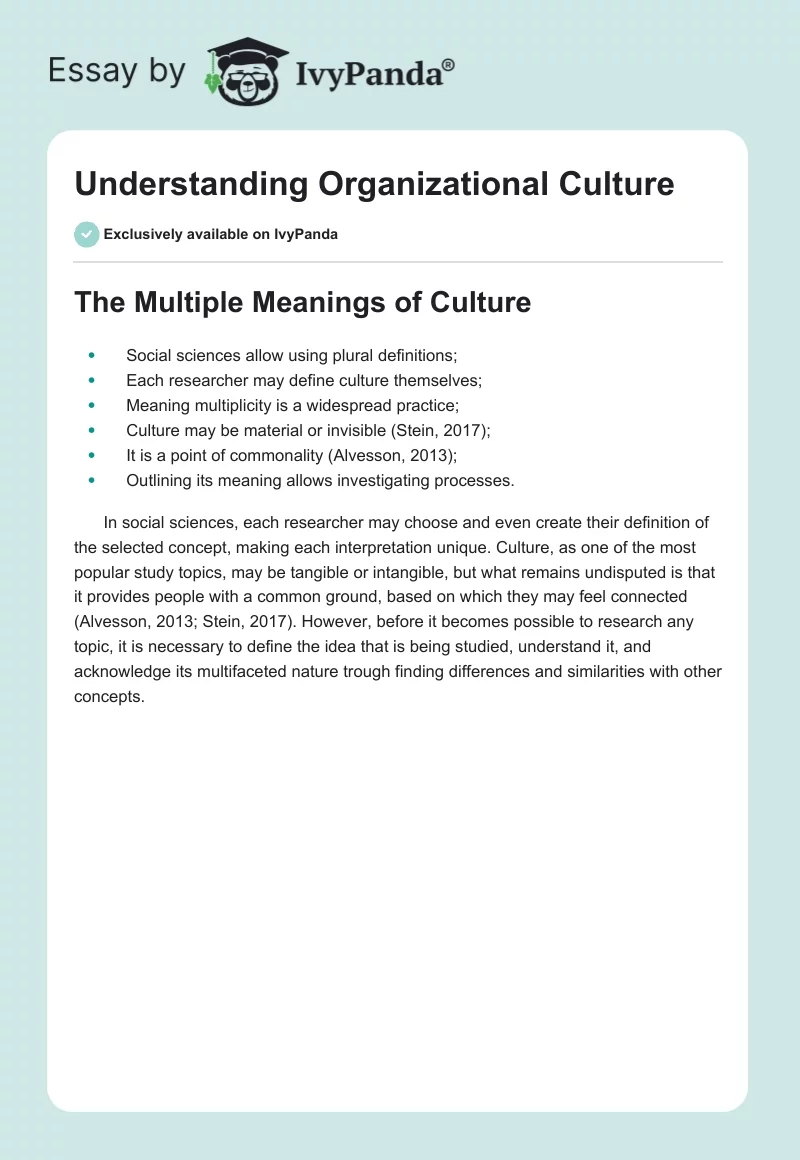 Understanding Organizational Culture. Page 1