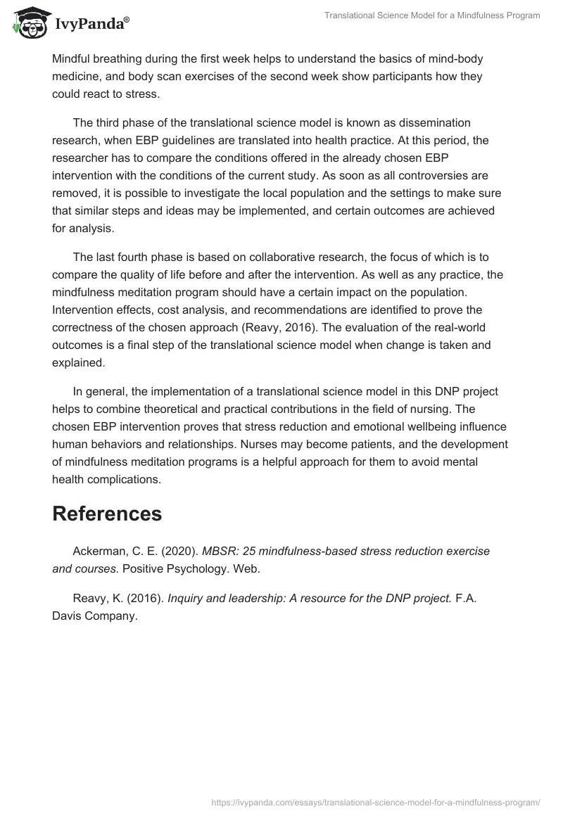Translational Science Model for a Mindfulness Program. Page 2