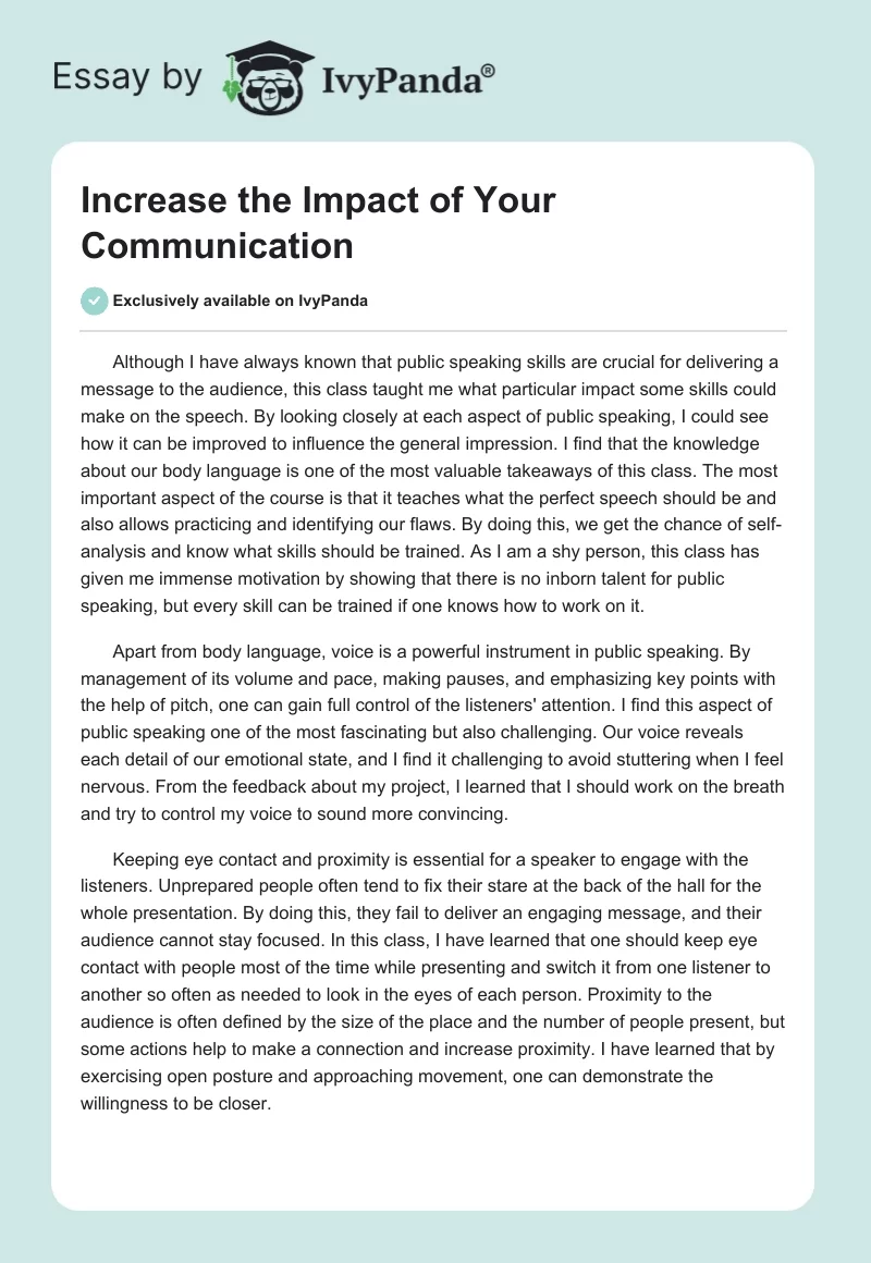 Increase the Impact of Your Communication. Page 1