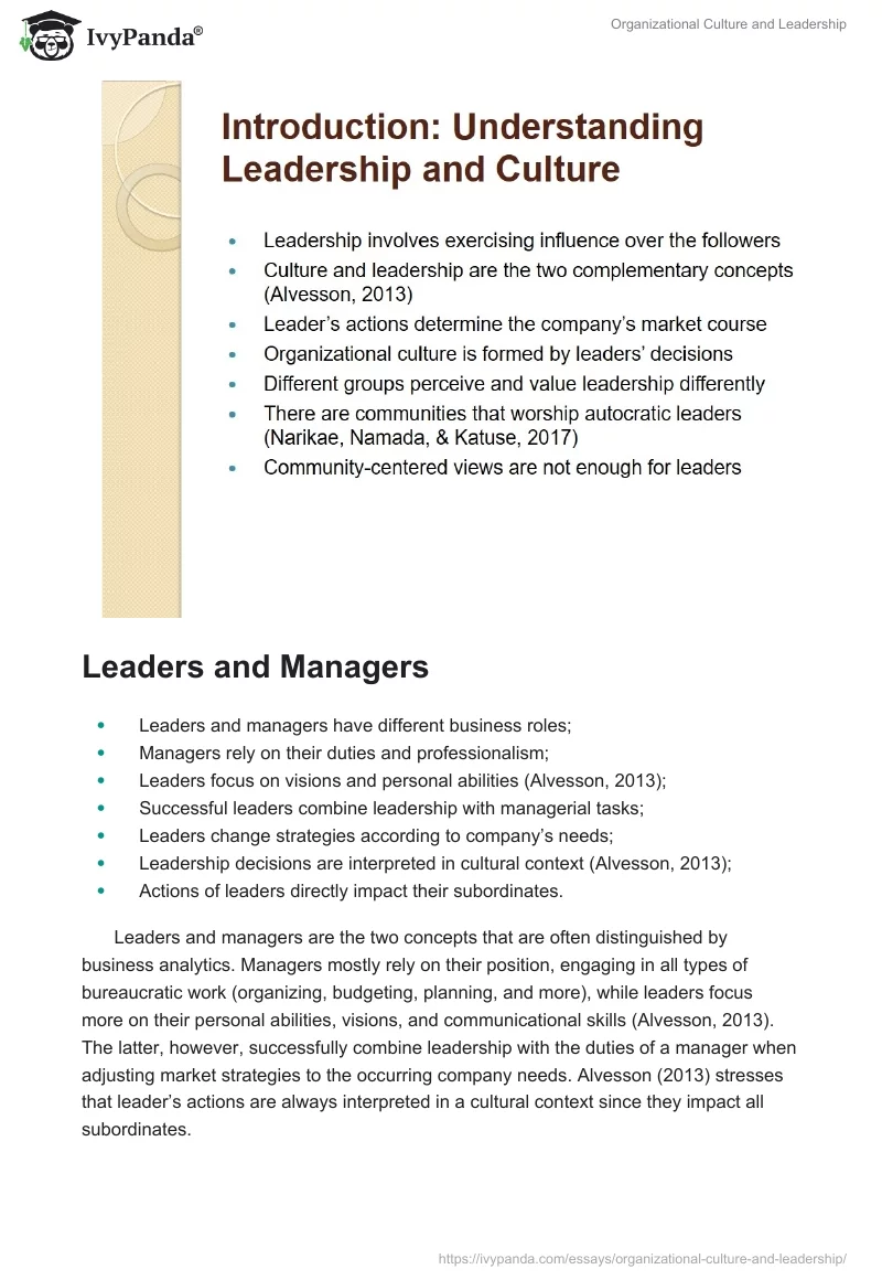 Organizational Culture and Leadership. Page 2