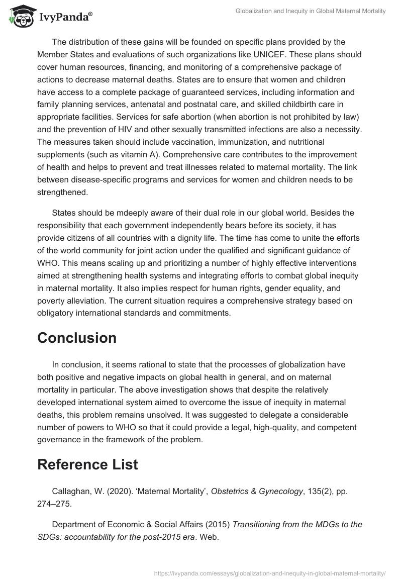 Globalization and Inequity in Global Maternal Mortality. Page 5