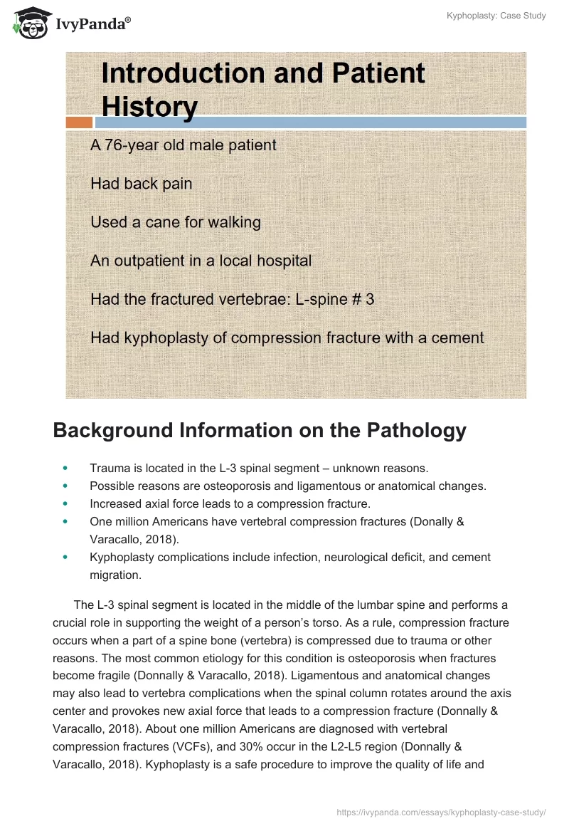 Kyphoplasty: Case Study. Page 2