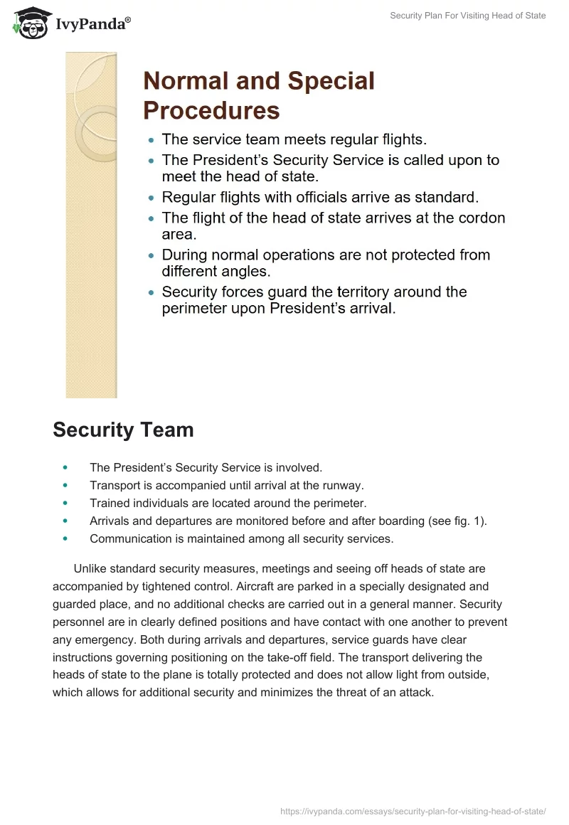 Security Plan For Visiting Head of State. Page 2