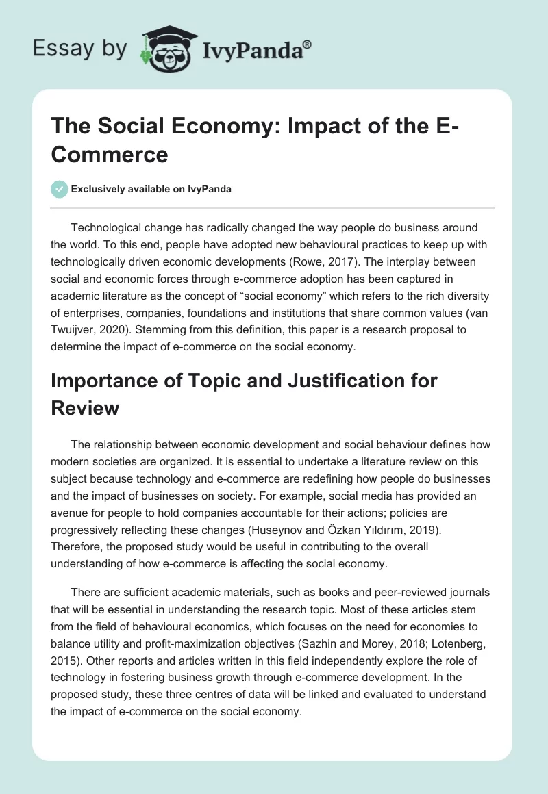 The Social Economy: Impact of the E-Commerce. Page 1