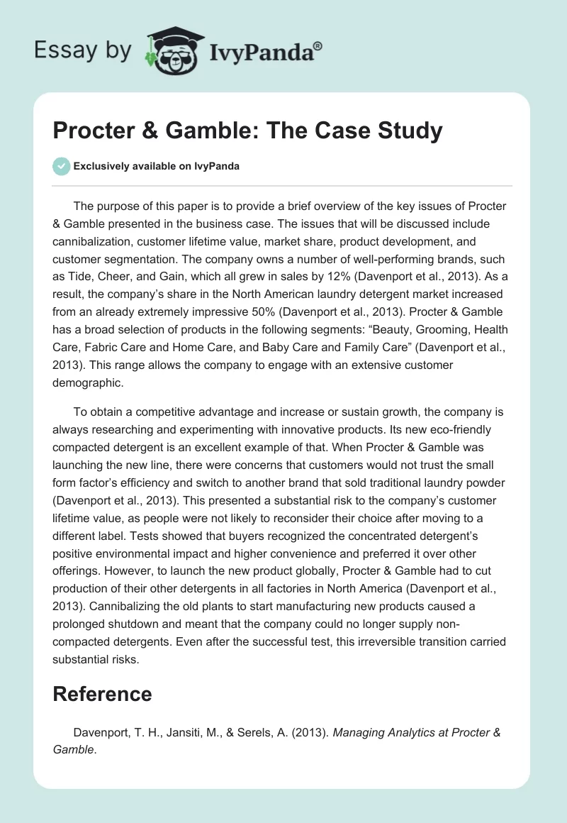 Procter & Gamble: The Case Study. Page 1