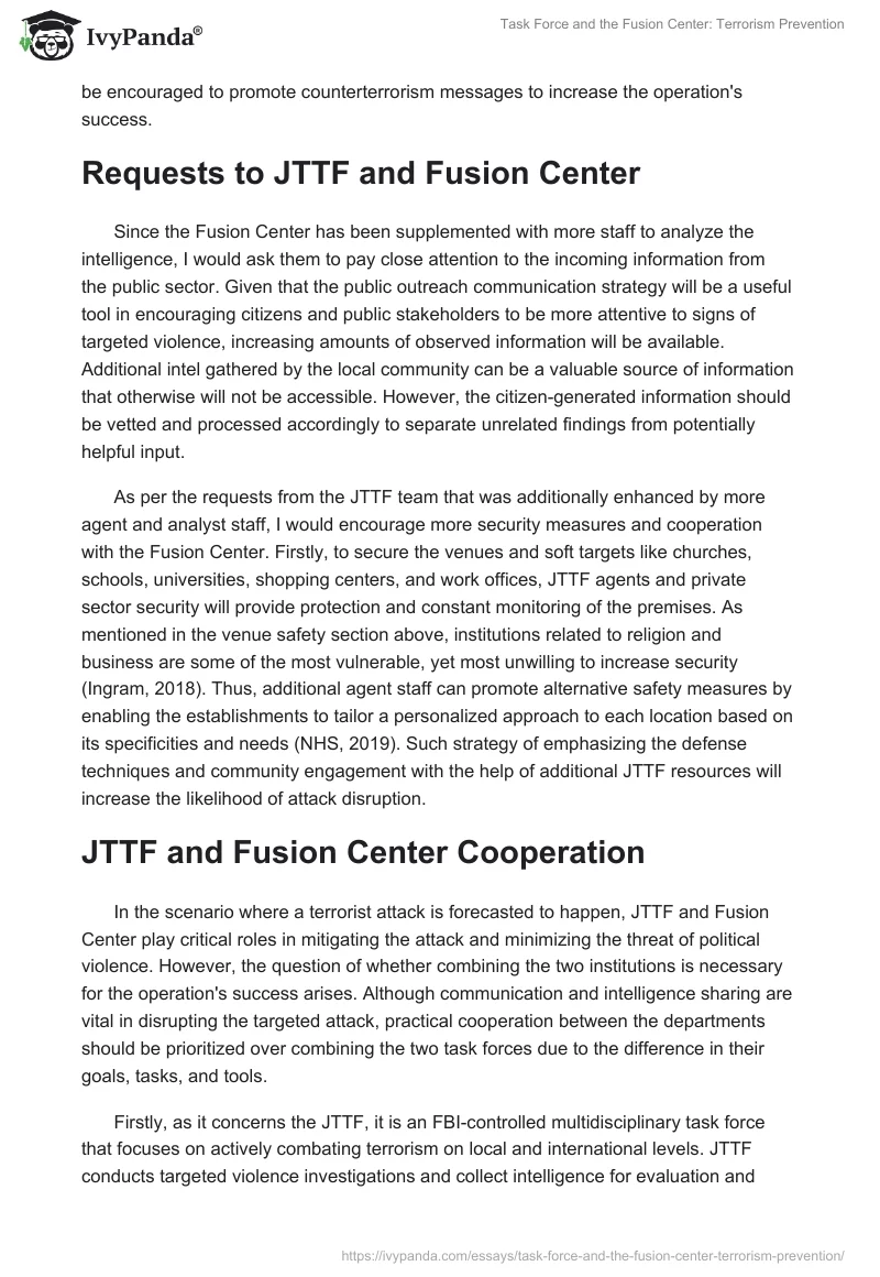 Task Force and the Fusion Center: Terrorism Prevention. Page 3