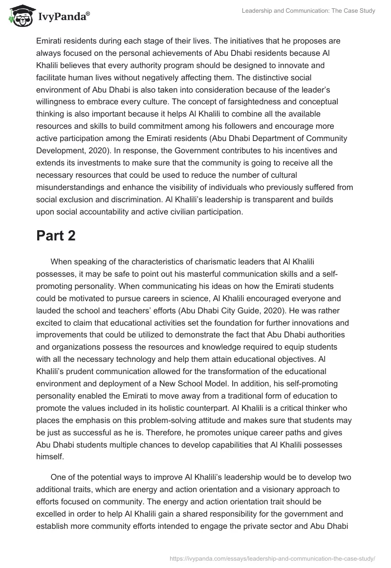 Leadership and Communication: The Case Study. Page 2