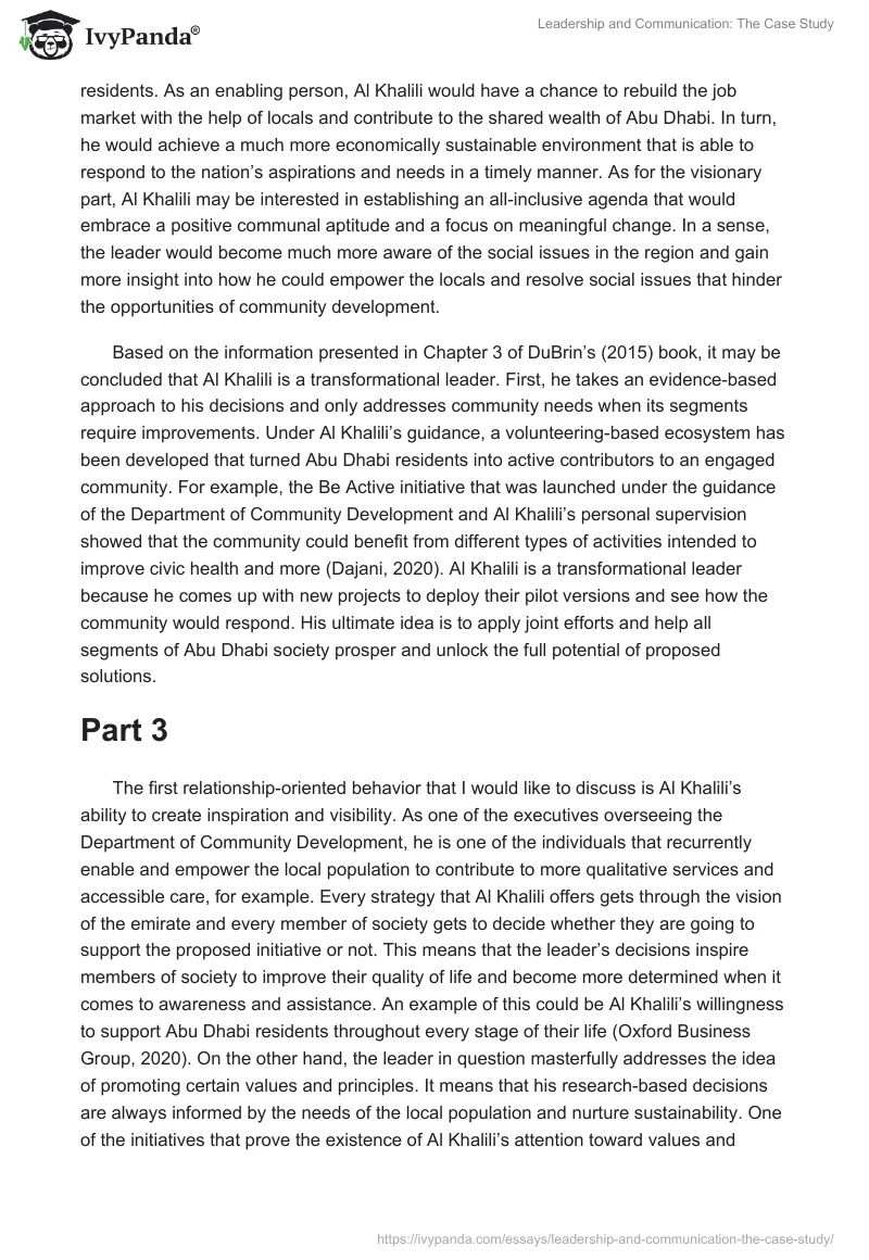 Leadership and Communication: The Case Study. Page 3