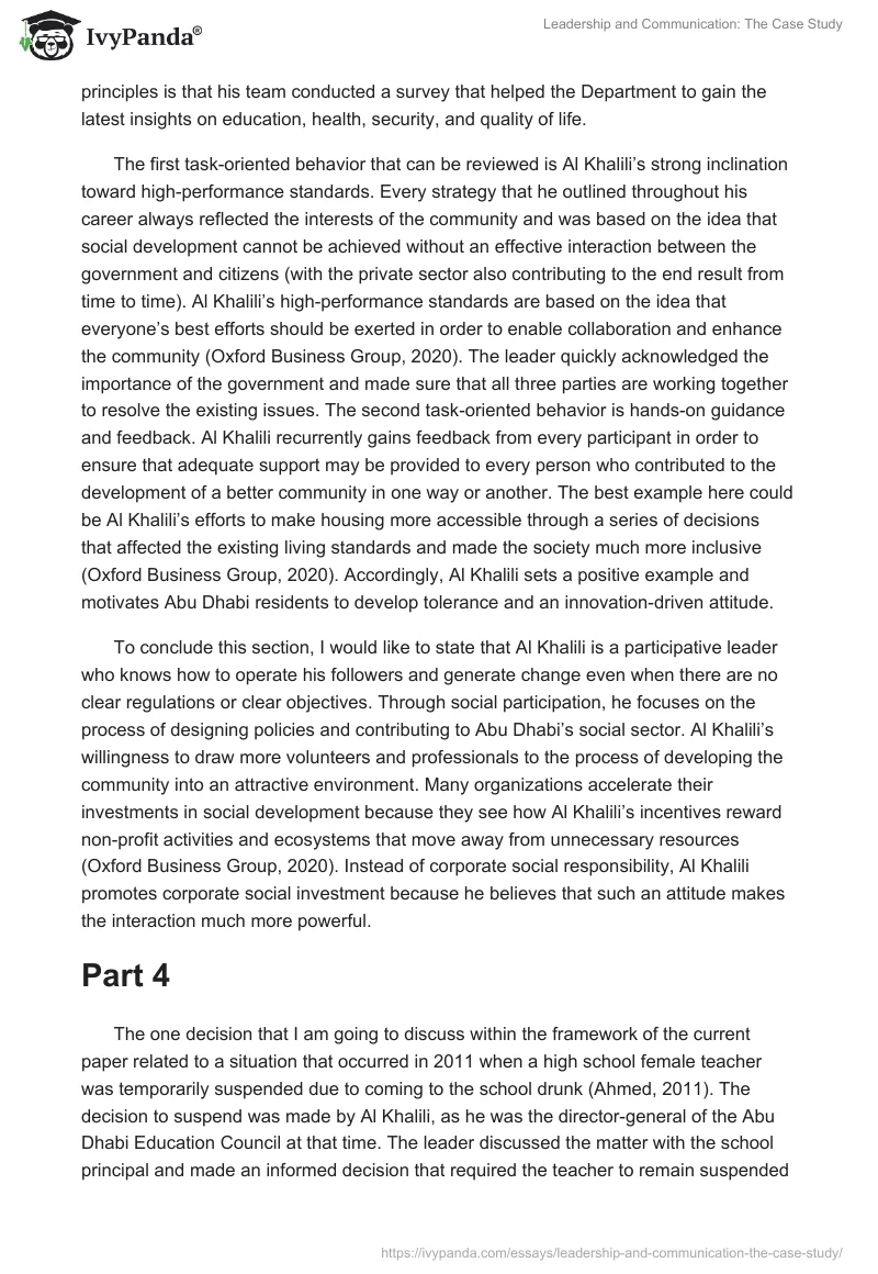 Leadership and Communication: The Case Study. Page 4