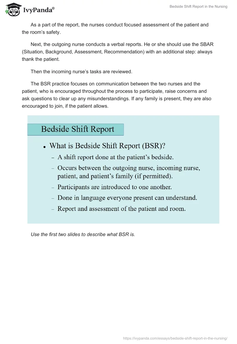 Bedside Shift Report in the Nursing. Page 3