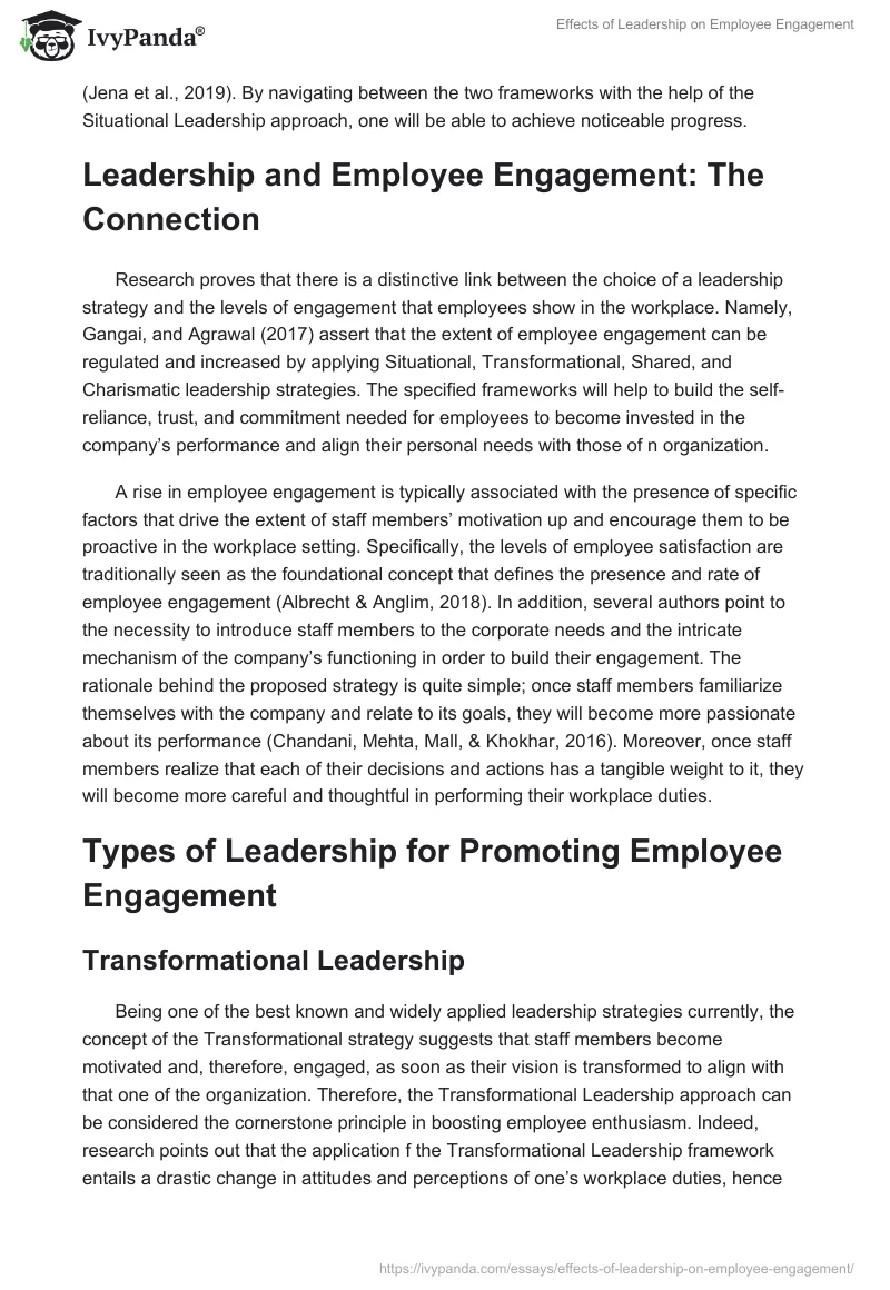 Effects of Leadership on Employee Engagement. Page 2