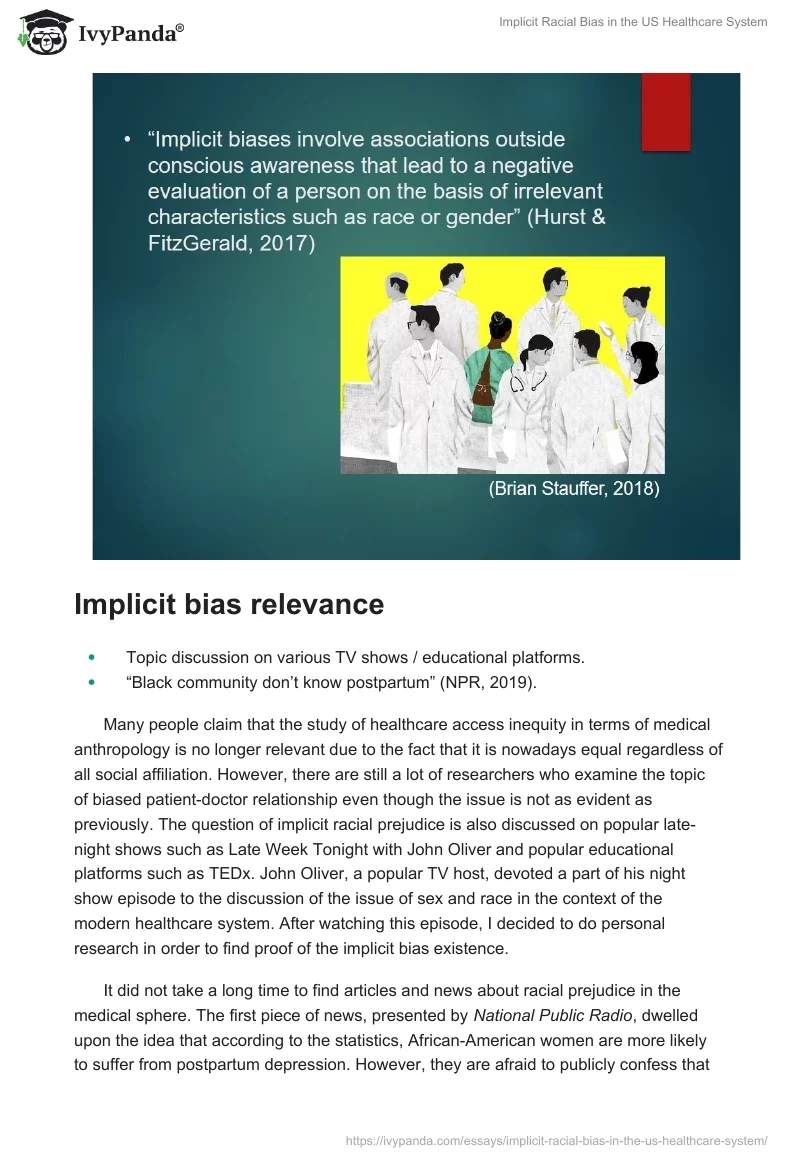 Implicit Racial Bias in the US Healthcare System. Page 2