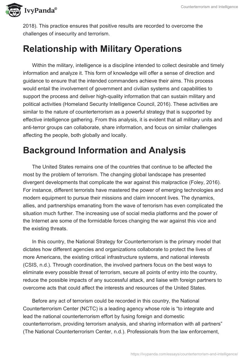 Counterterrorism and Intelligence. Page 2