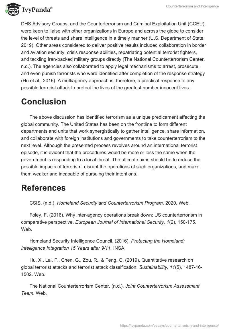 Counterterrorism and Intelligence. Page 4