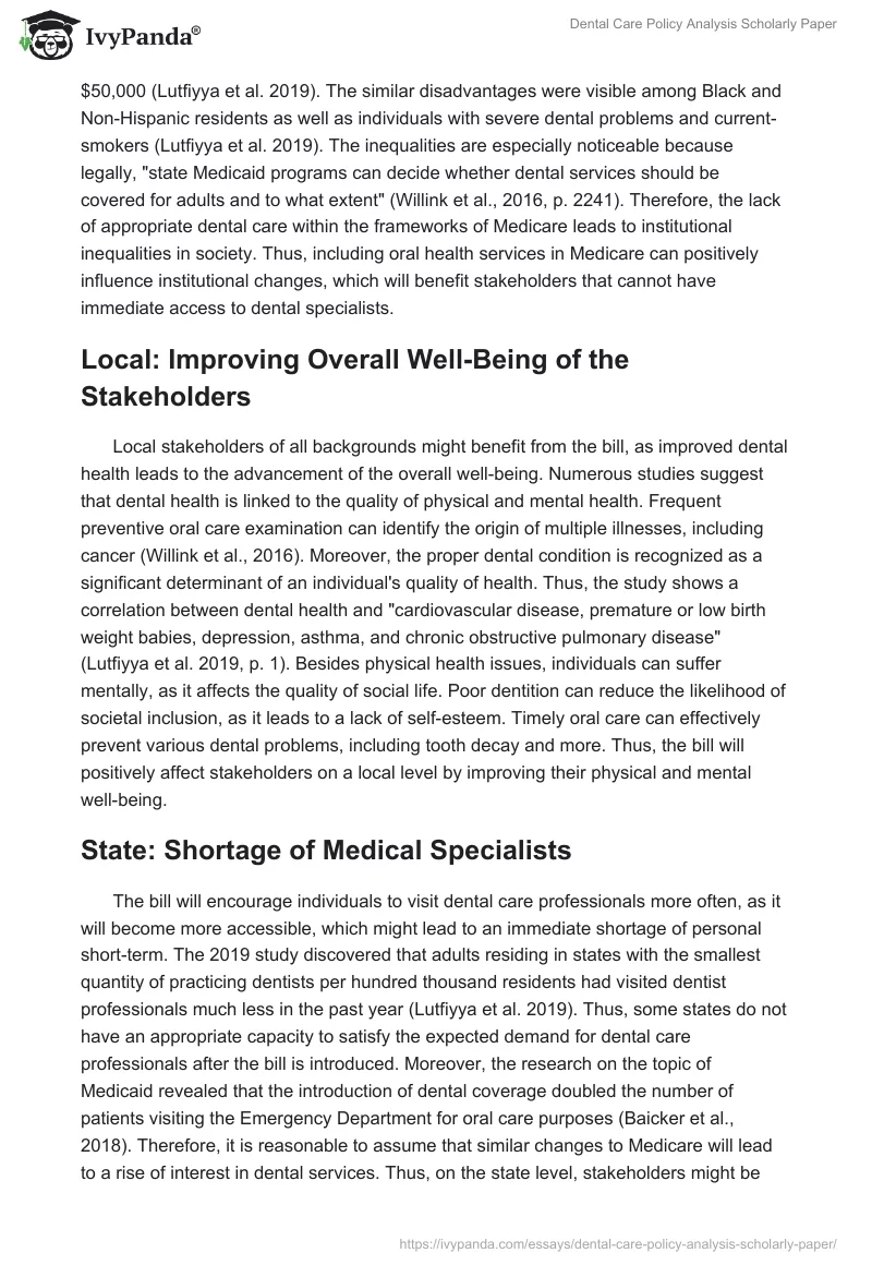 Dental Care Policy Analysis Scholarly Paper. Page 3