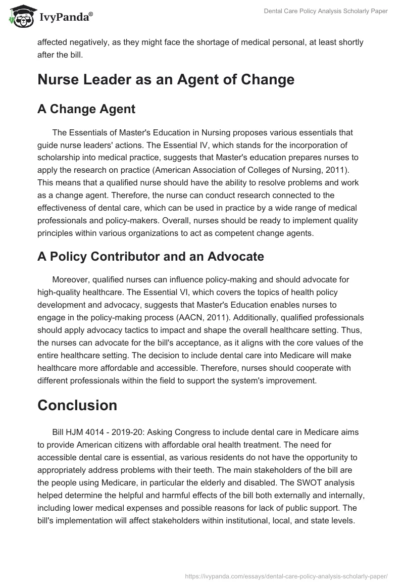 Dental Care Policy Analysis Scholarly Paper. Page 4