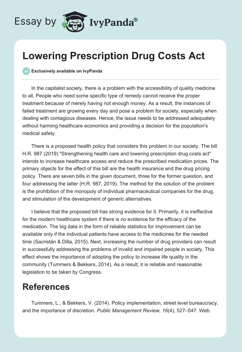 Lowering Prescription Drug Costs Act. Page 1