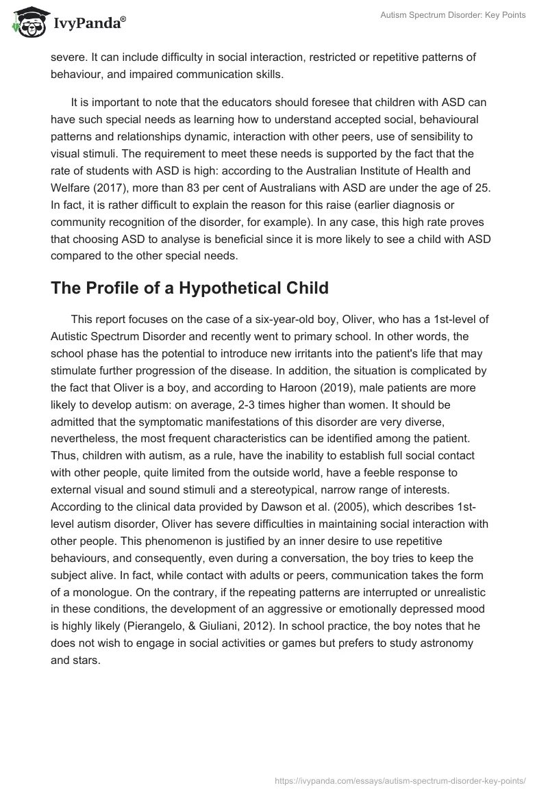 Autism Spectrum Disorder: Key Points. Page 2