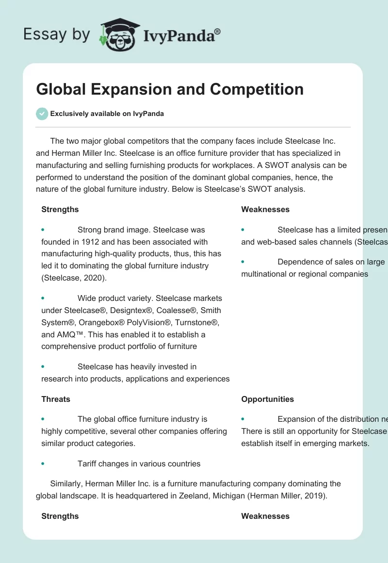 Global Expansion and Competition. Page 1