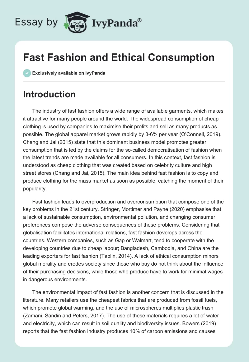 Fast Fashion and Ethical Consumption. Page 1