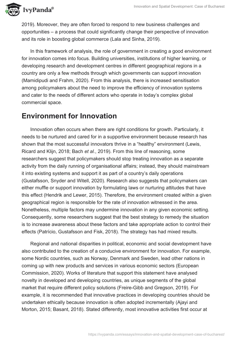 Innovation and Spatial Development: Case of Bucharest. Page 3