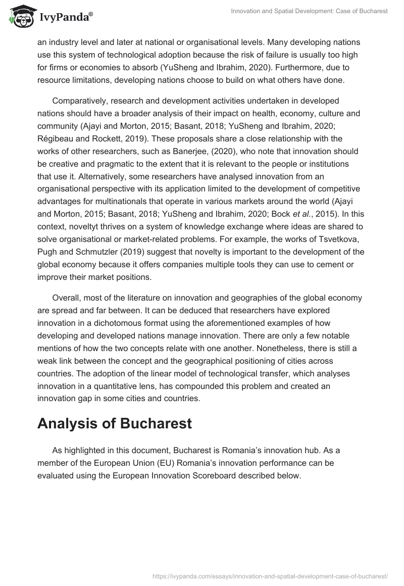 Innovation and Spatial Development: Case of Bucharest. Page 4
