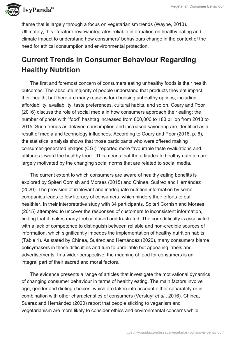 Vegetarian Consumer Behaviour. Page 5