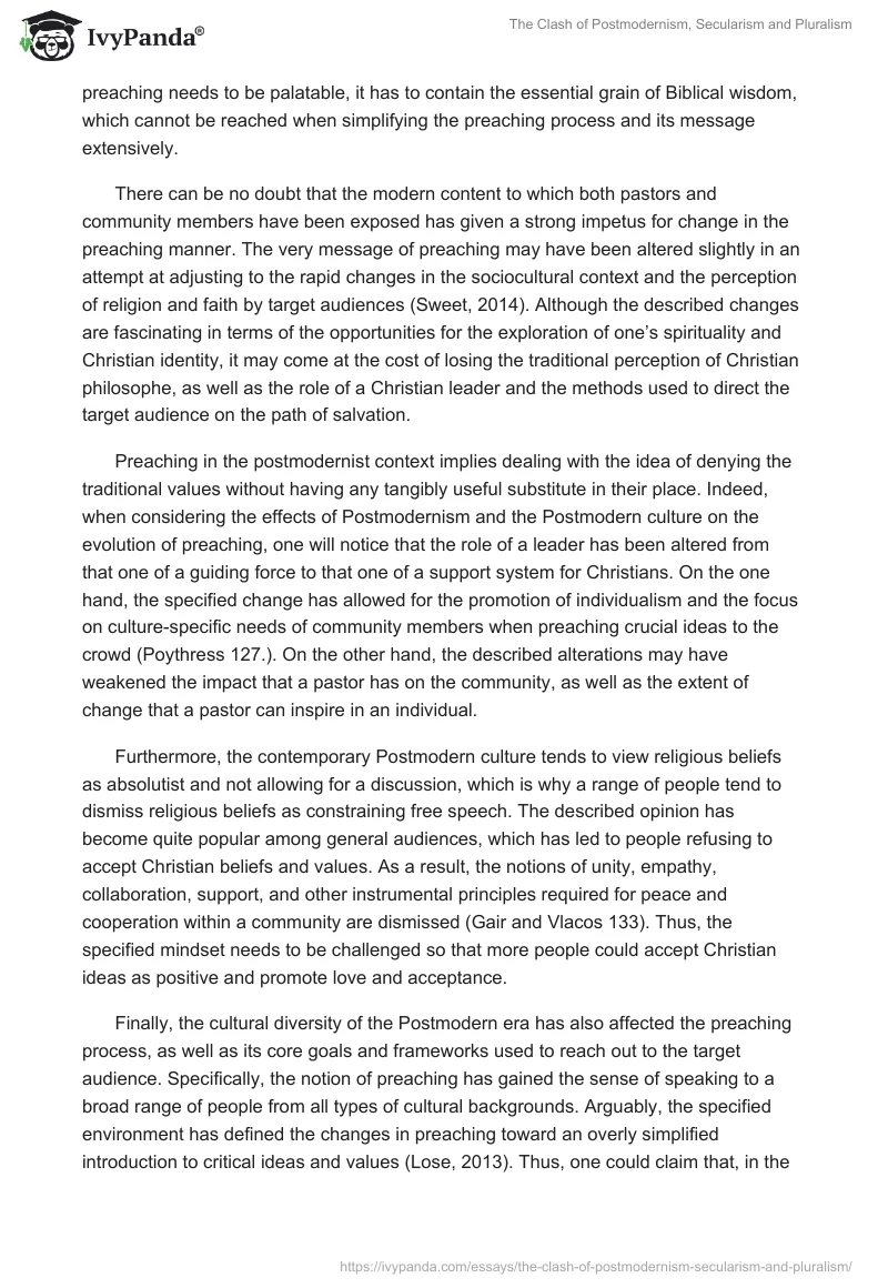 The Clash of Postmodernism, Secularism and Pluralism. Page 3