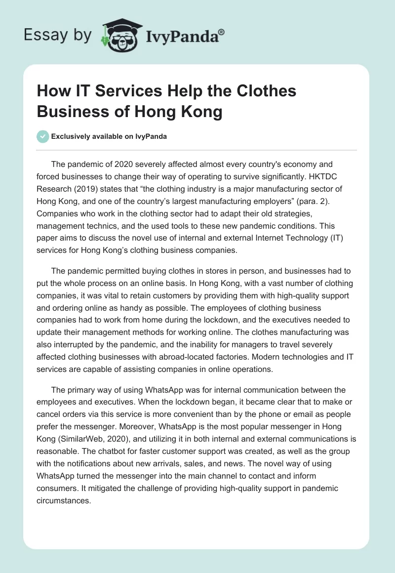 How IT Services Help the Clothes Business of Hong Kong. Page 1