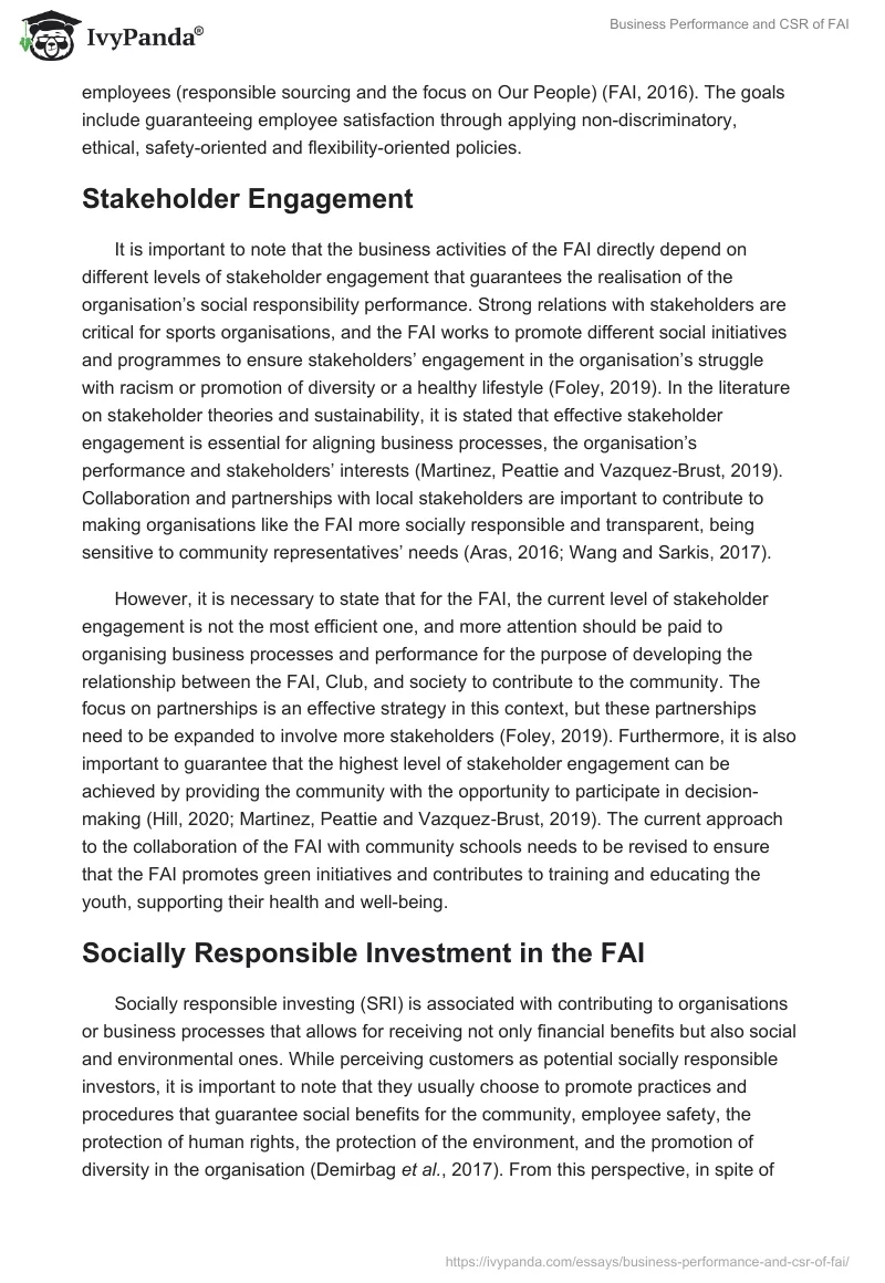 Business Performance and CSR of FAI. Page 3