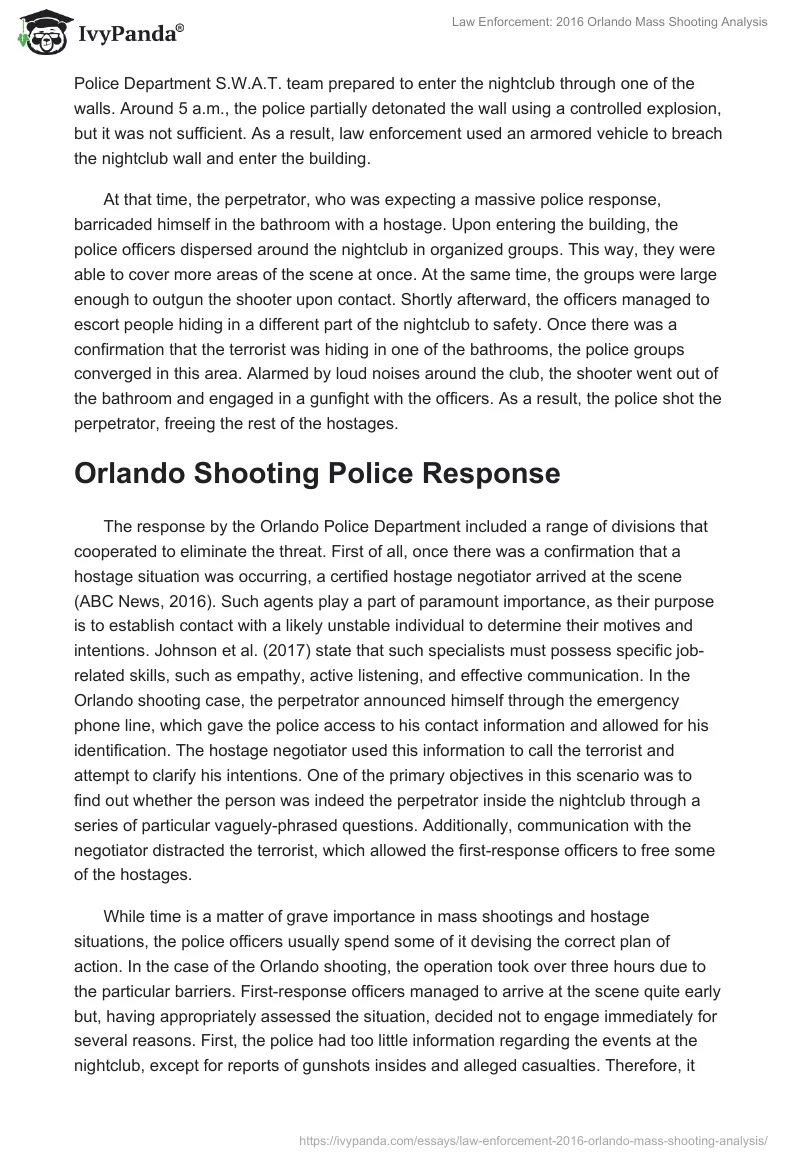 Law Enforcement: 2016 Orlando Mass Shooting Analysis. Page 2