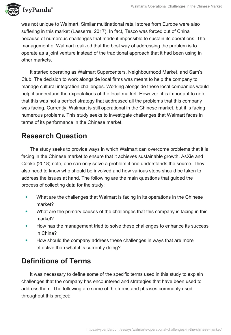 Walmart's Operational Challenges in the Chinese Market. Page 2