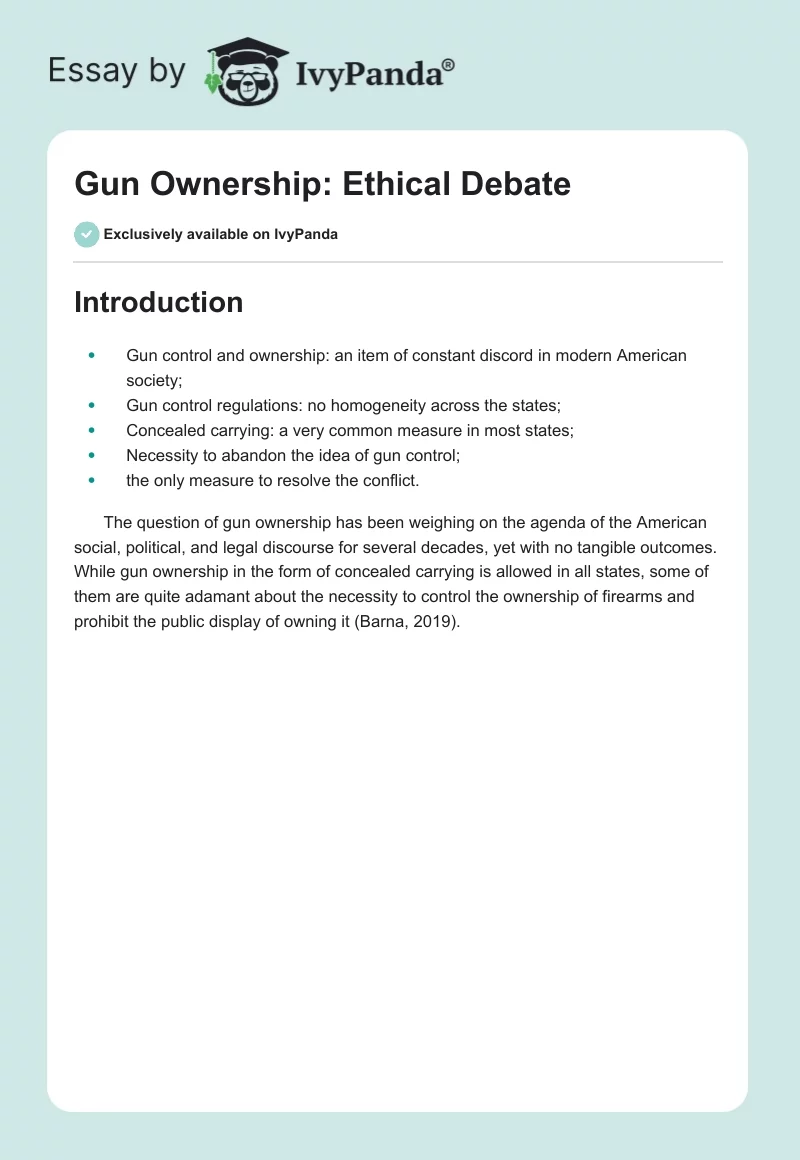 Gun Ownership: Ethical Debate. Page 1