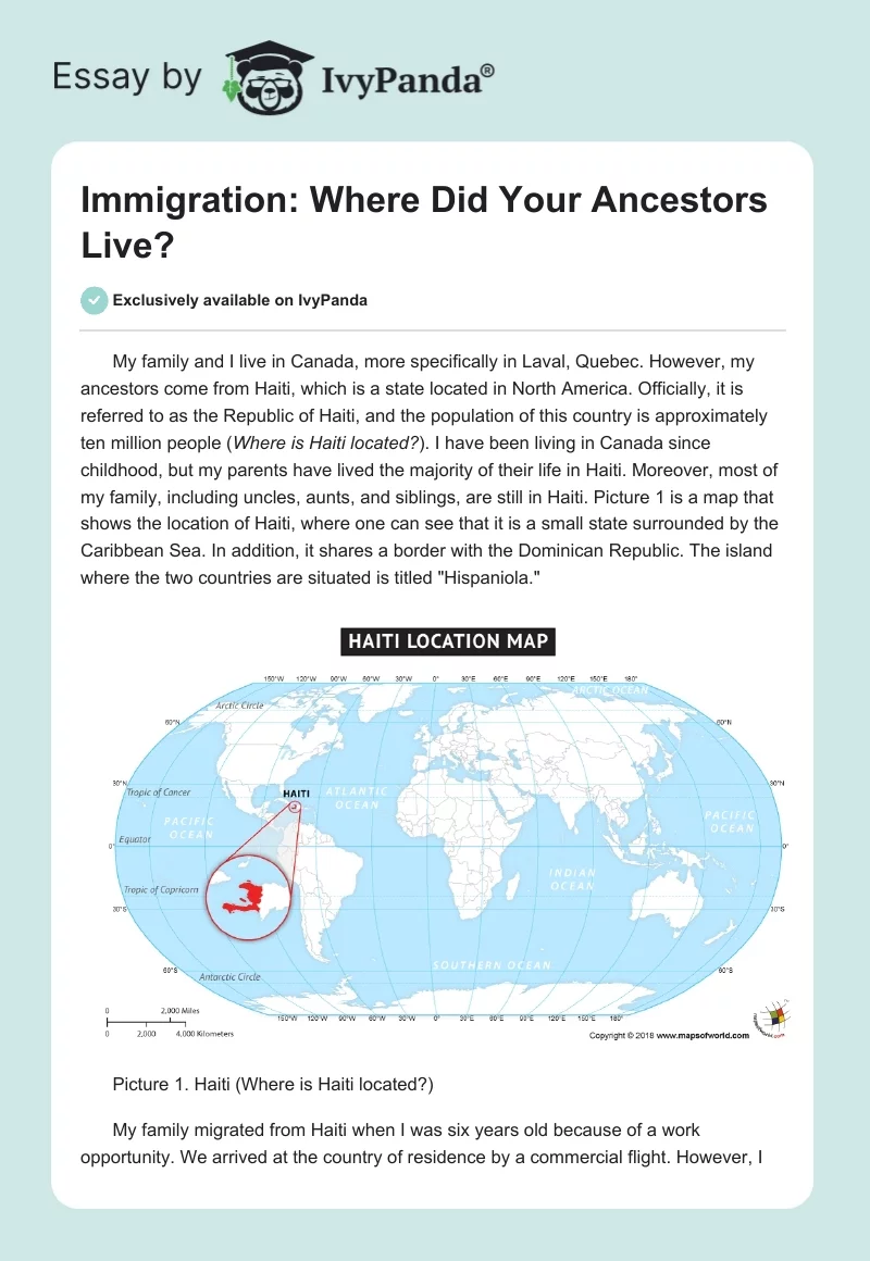 Immigration: Where Did Your Ancestors Live?. Page 1