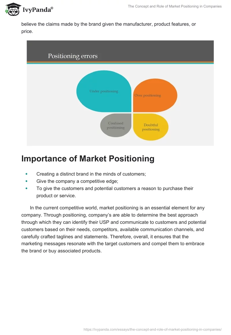 The Concept and Role of Market Positioning in Companies. Page 5