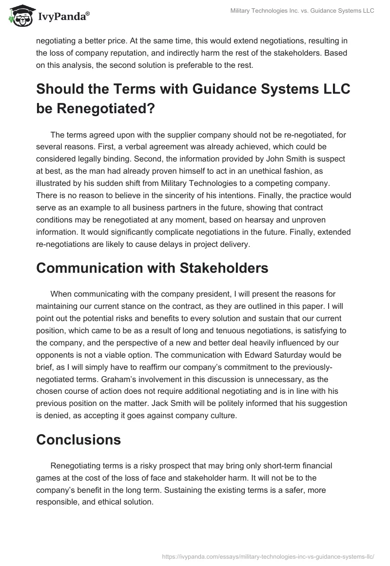 Military Technologies Inc. vs. Guidance Systems LLC. Page 2