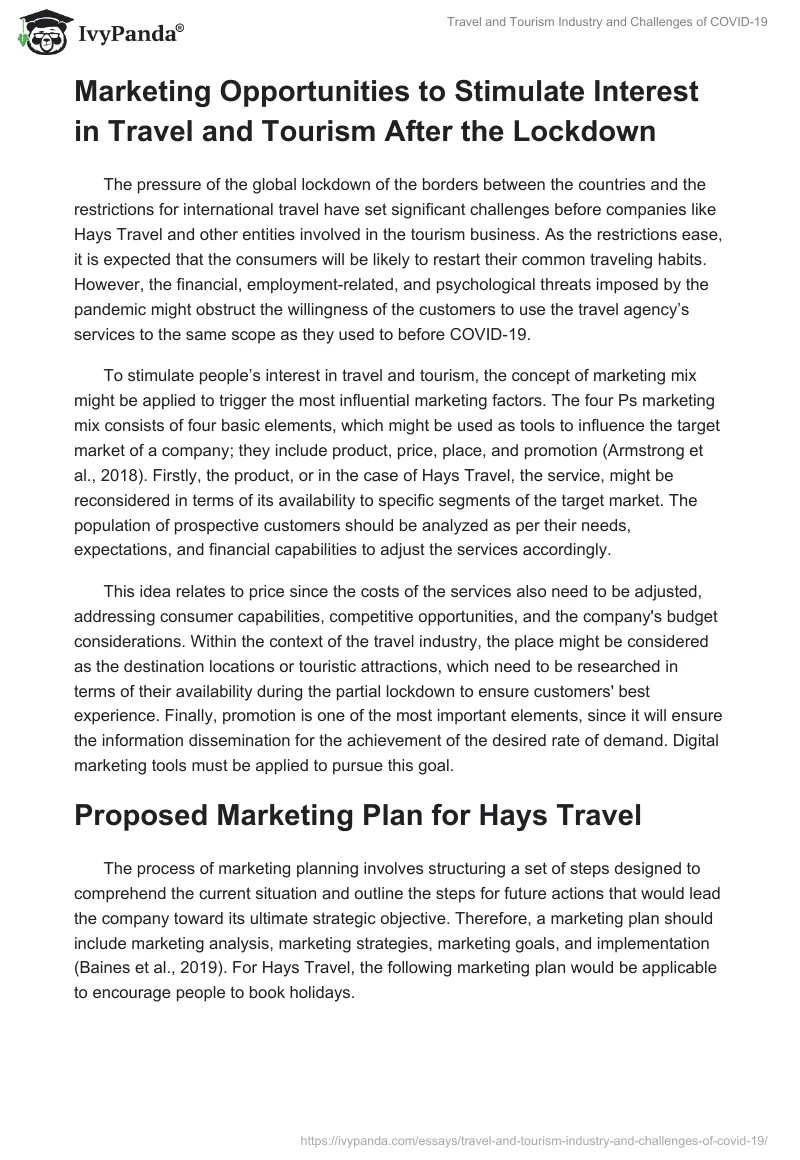Travel and Tourism Industry and Challenges of COVID-19. Page 3