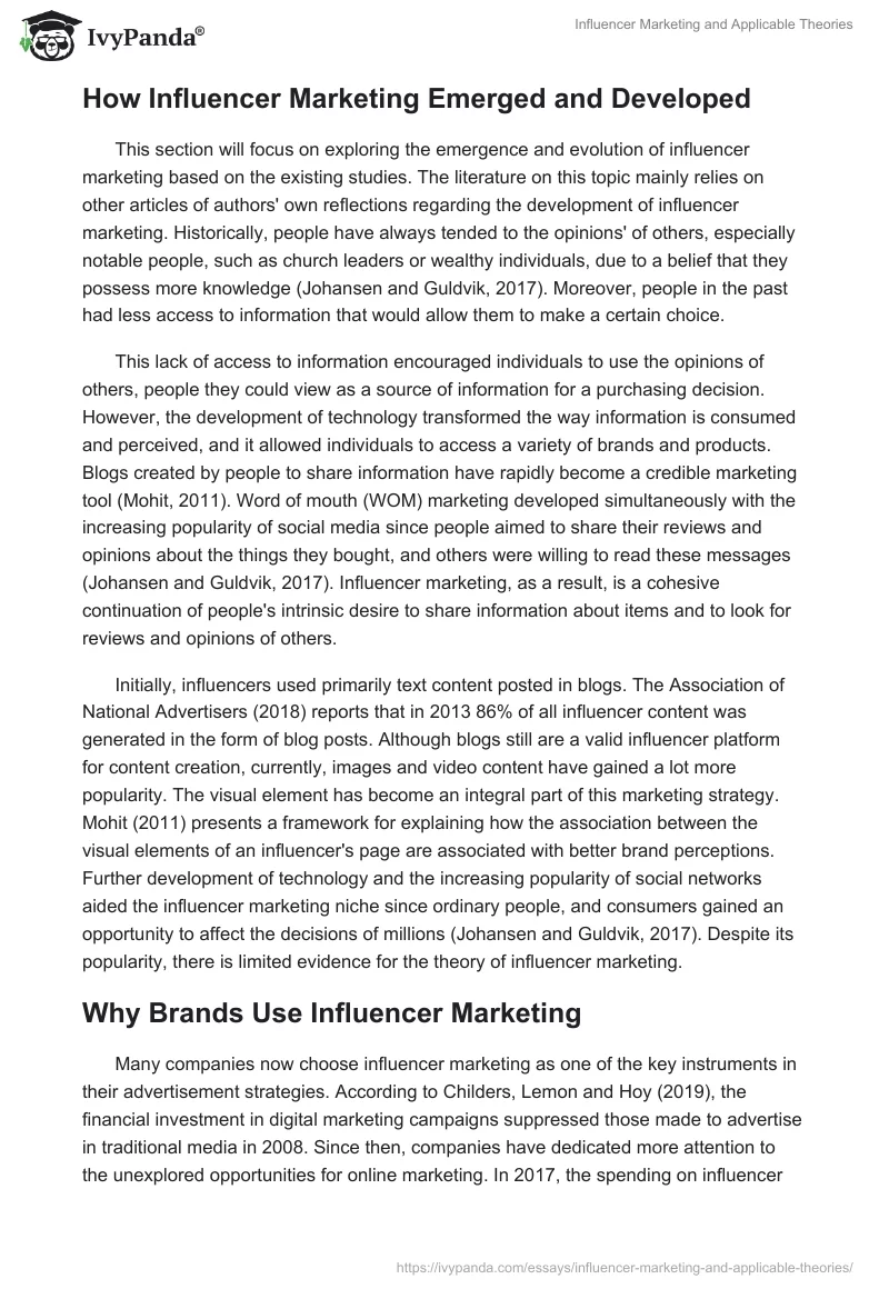 Influencer Marketing and Applicable Theories. Page 5