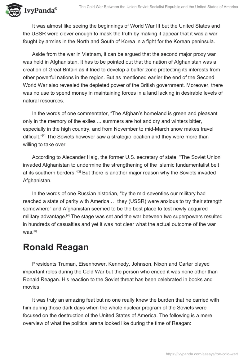 The Cold War Between the Union Soviet Socialist Republic and the United States of America. Page 4