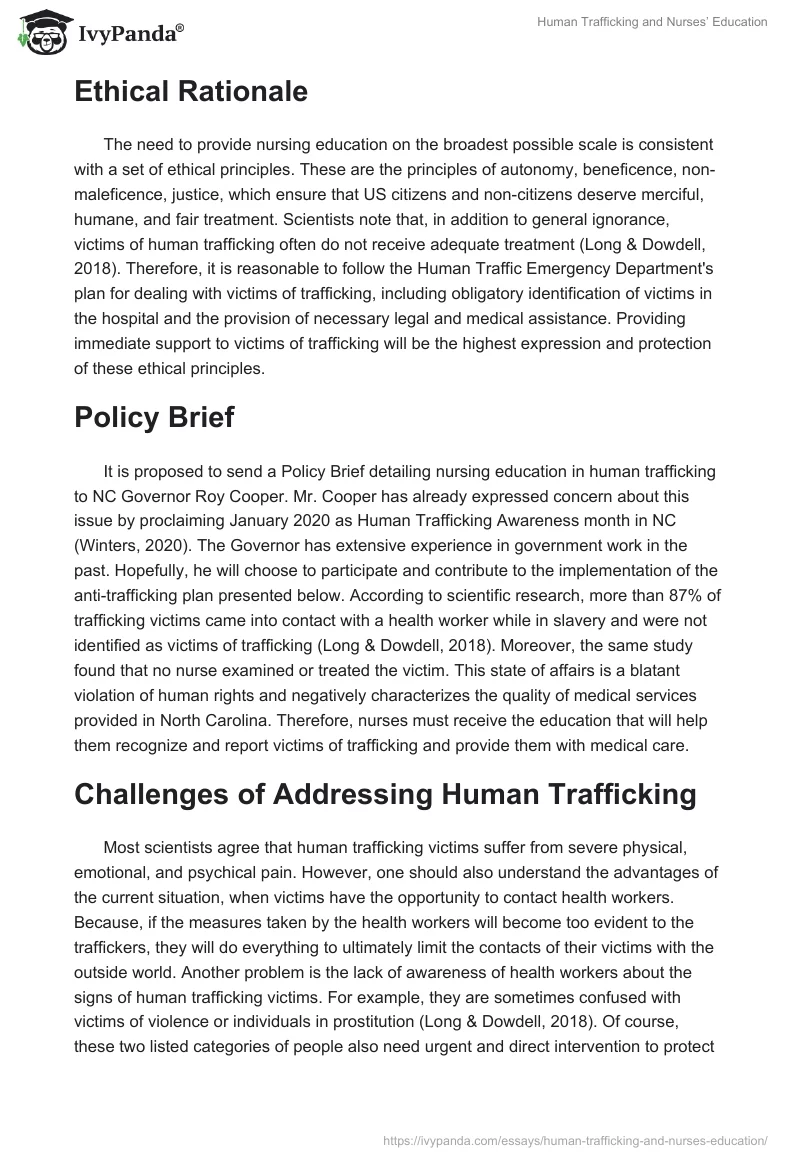 Human Trafficking and Nurses’ Education. Page 3
