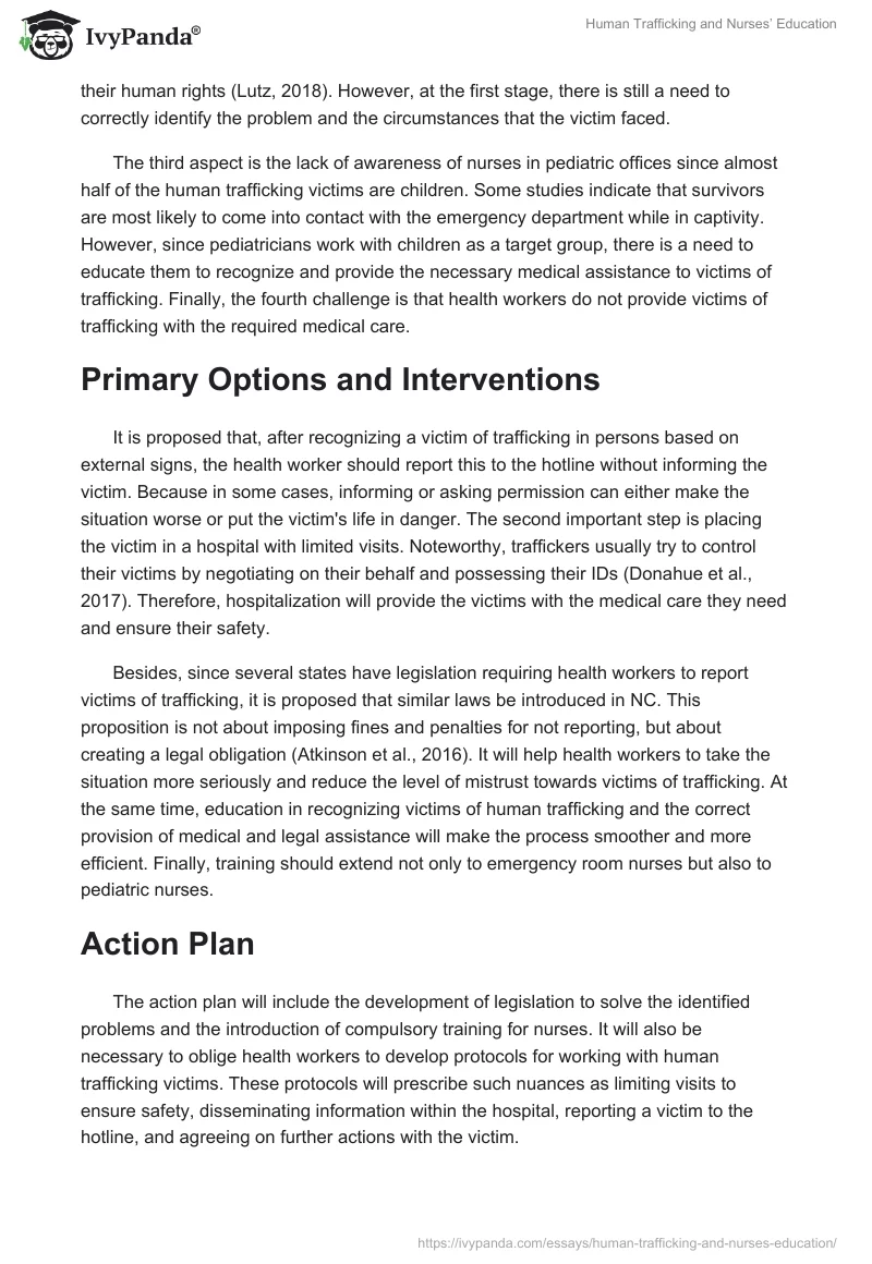 Human Trafficking and Nurses’ Education. Page 4