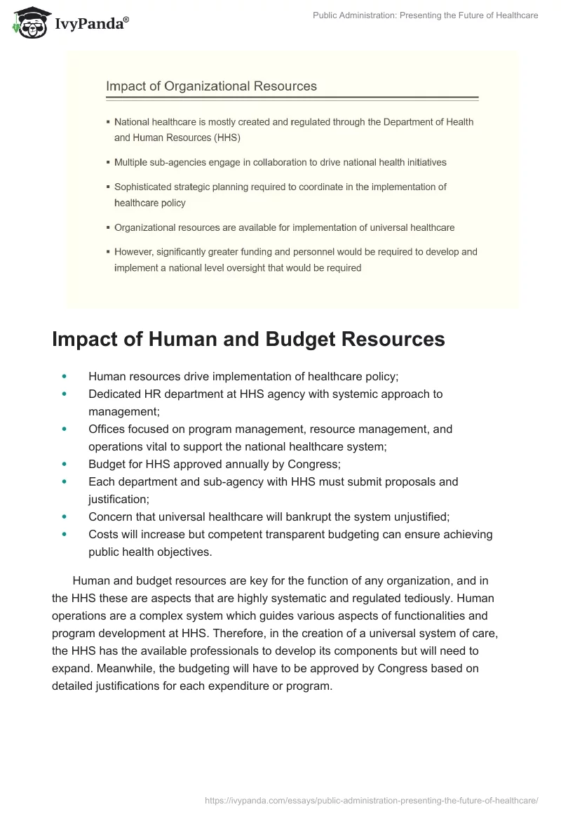 Public Administration: Presenting the Future of Healthcare. Page 3