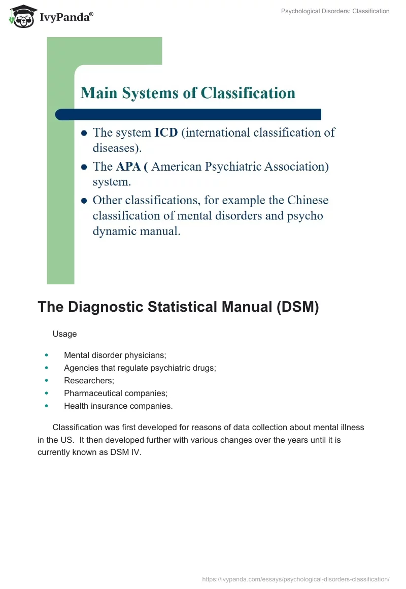 Psychological Disorders: Classification. Page 2