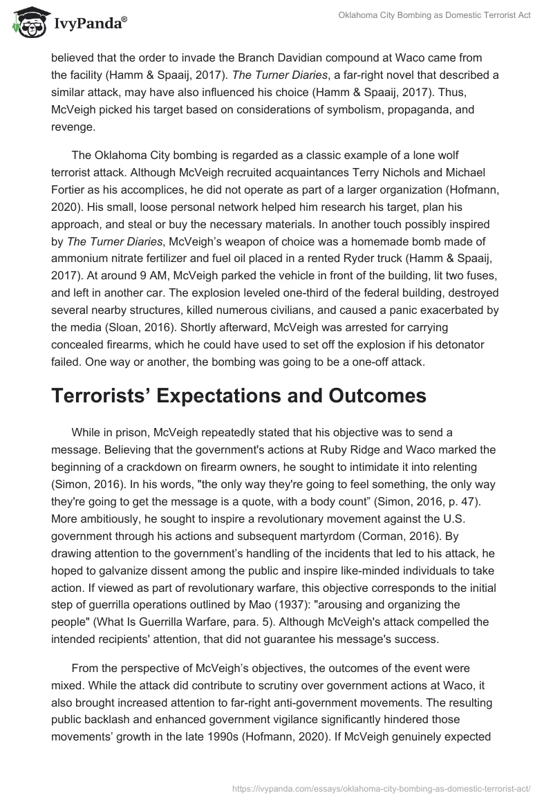 Oklahoma City Bombing as Domestic Terrorist Act. Page 2