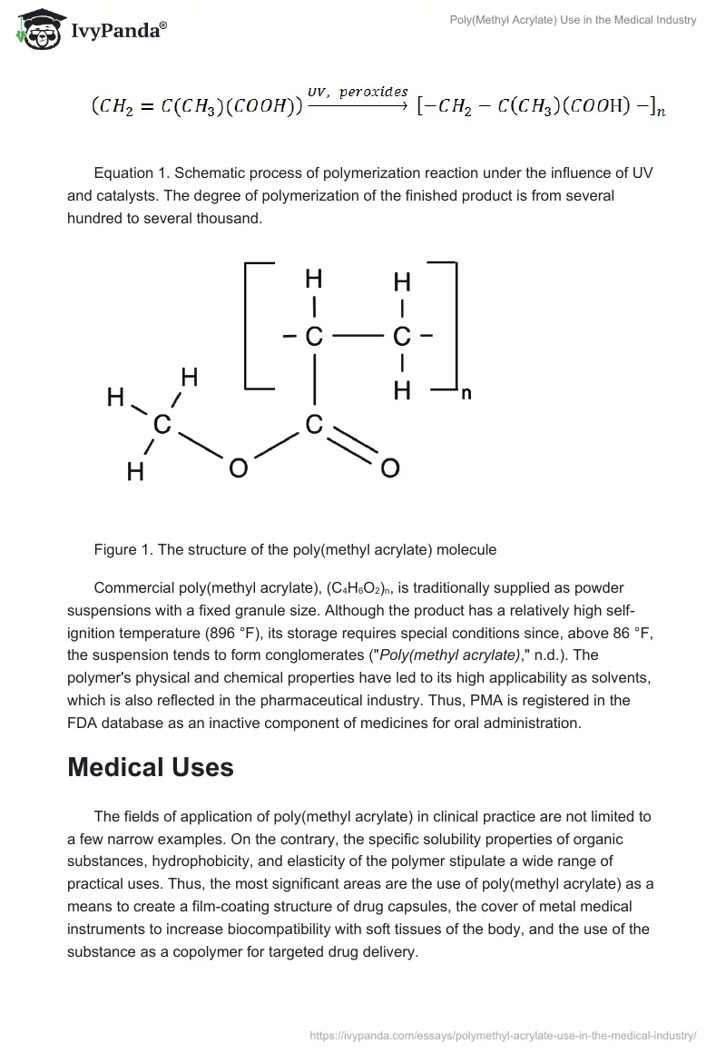 Poly(Methyl Acrylate) Use in the Medical Industry. Page 2