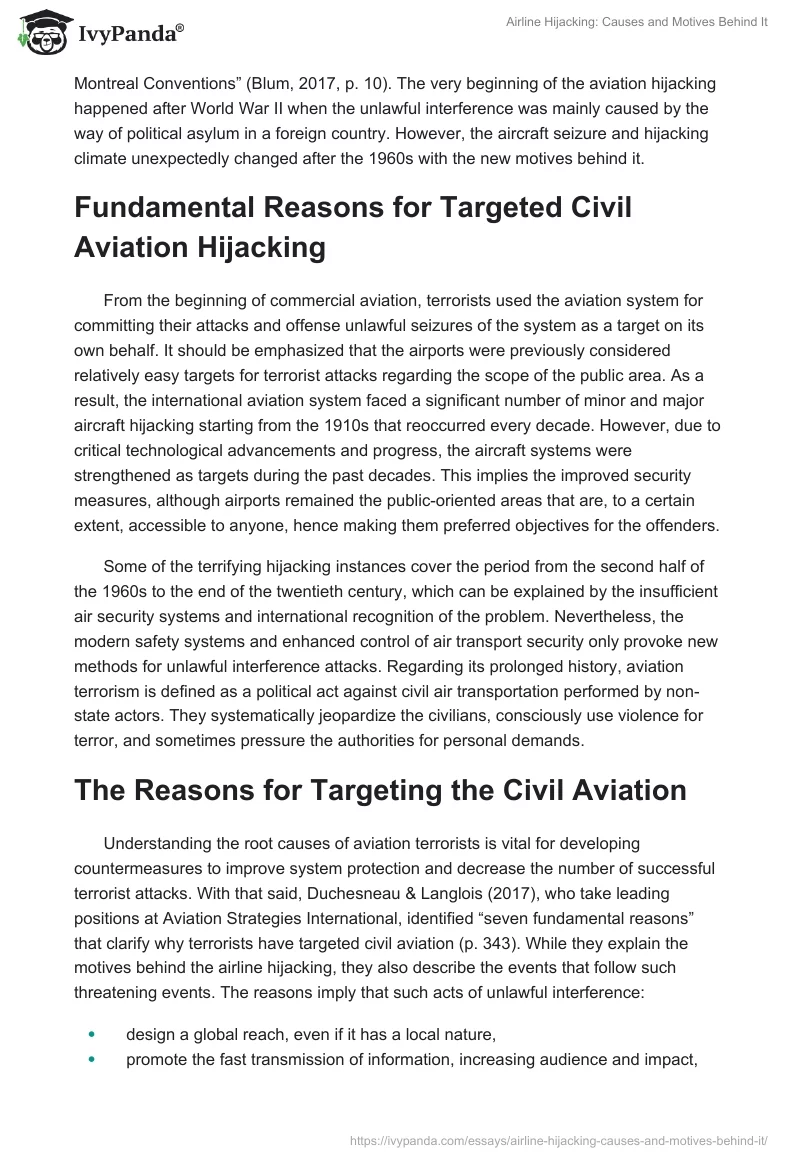 Airline Hijacking: Causes and Motives Behind It. Page 3