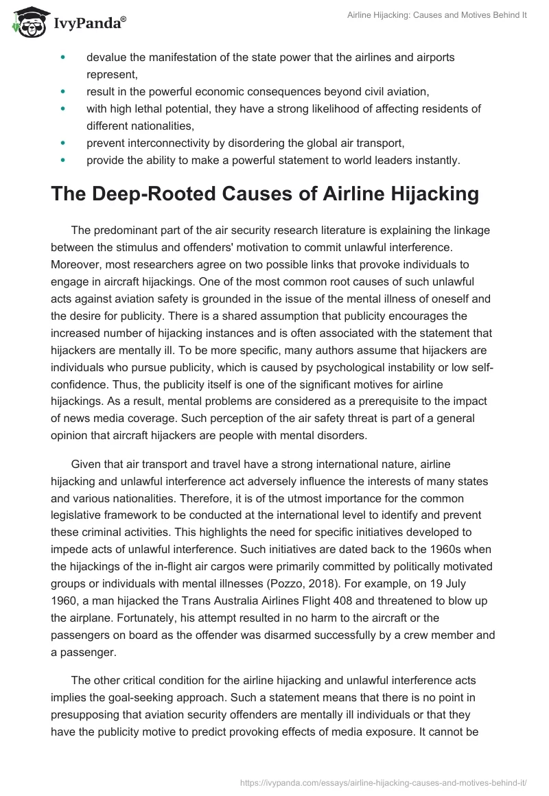 Airline Hijacking: Causes and Motives Behind It. Page 4