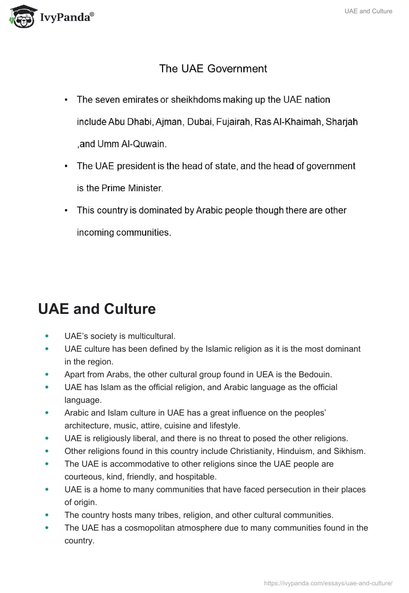 UAE and Culture. Page 3