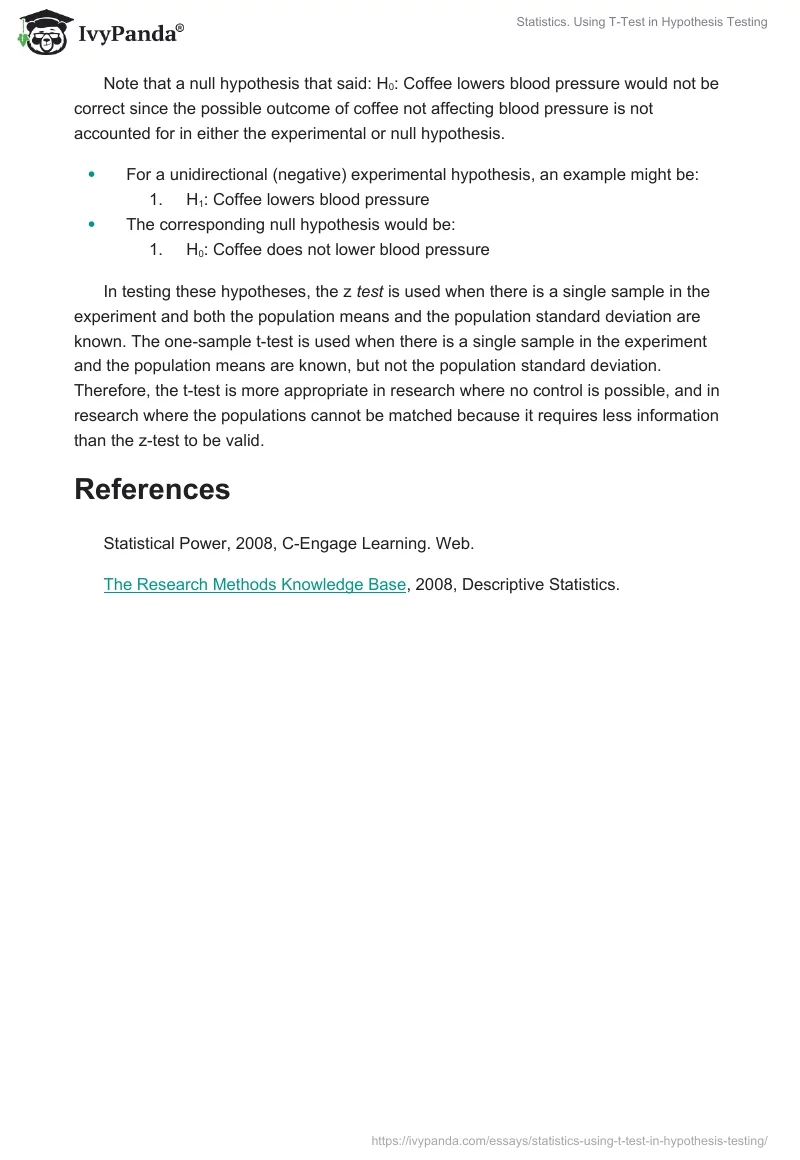 Statistics. Using T-Test in Hypothesis Testing. Page 2
